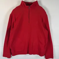 古着 ノーティカ NAUTICA スウェット ハーフジップ ワンポイント刺繍ロゴ トレーナー プルオーバー L  レッド メンズ