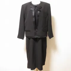 #asc ユキトリイ YUKITORII ワンピーススーツ セットアップ ツーピース 黒 フォーマル リボン ノーカラー レディース [936248]