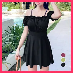 【スタッフおすすめ！】 オフショルダー ワンピース水着 韓国風 可愛い水着 新作/黒水着 人気 流行/ワンピ海水浴女の子 露出控えめ水着 ハイウエスト スイムウ おすすめ おしゃれ　かわいい　人気 85YN-900450