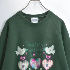 90s〜 FRUIT OF THE LOOM グランマ ハートフル デザイン スウェット トレーナー ヴィンテージ ビンテージ USA アメリカ古着 メンズXLサイズ