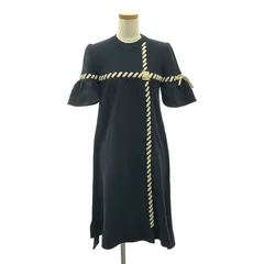 FENDI / フェンディ | レースアップデザイン ニット ワンピース | 38 | ブラック / ベージュ | レディース
