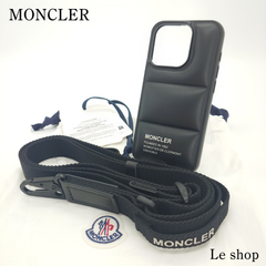 MONCLER モンクレール スマホケース iPhone 15 Pro用  カーフレザー ストラップ付 ブラック  中古