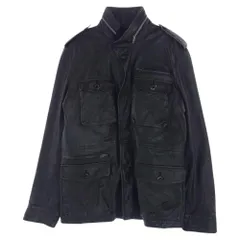 UNITED ARROWS ユナイテッドアローズ レザージャケット シープレザー 羊革 M-65 フィールドジャケット 裏地チェック レザージャケット ブラック系 M【中古】のサムネイル