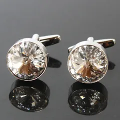 鎌倉カフス工房　クリスタルスワロフスキー・ラウンドカフスボタン（カフリンクス）