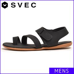 【新品・未使用】 ストラップサンダル メンズ 男性 サンダル おしゃれ ベルクロサンダル つっかけ 履きやすい 歩きやすい フラット 薄ソール 夏コーデ 海 プール 旅行 ビーチ 靴 シューズ 即購入可 SVEC シュベック ブラック 黒 SPD092-3