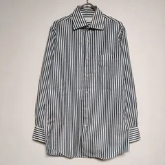 green label relaxing コットン ストライプ ドレス 長袖シャツ ホワイト グリーン メンズ グリーンレーベルリラクシング【中古】4-1026M∞