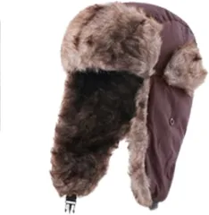 myuse フライトキャップ パイロット 帽子 耳あて付き 冬 防寒 防風 飛行帽 ロシア帽 暖かい スキー スノボ 通勤 通学 自転車 アウトドア メンズ レディース(ブラウン,  58.0-60.0 cm)