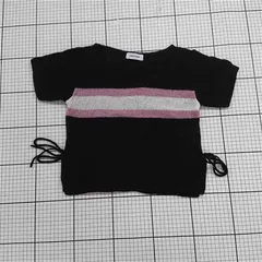 ◇ ⊂ LAGUA GEM ラグア ジェム 半袖 SIDE RIBBON SOFT ニット サイズFREE ブラック系 レディース E  【1508270014226】