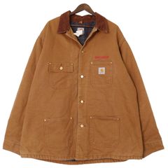 Carhartt カーハート ミシガンチョアコート ダック ワークジャケット 企業ロゴ ライトブラウン (メンズ XXL相当) 中古 古着 A2438