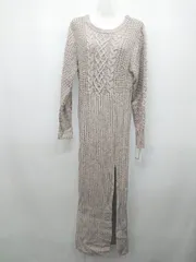 ◇ ◎ ●未使用● GRL グレイル タグ付 バックオープン ニット 長袖 ロング ワンピース サイズM グレージュ系 レディース P  【1407260033233】