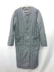 ◇ ⊇ apart by lowrys パイピング ノーカラー 中綿　長袖 キルティングロングコート サイズF グレー レディース E  【1409240002529】のサムネイル
