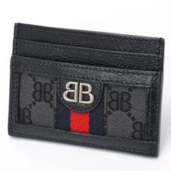 バレンシアガ/BALENCIAGA × グッチ/GUCCI　ハッカープロジェクト カードホルダー / カードケース　680386　キャンバス/レザー　ブラック 【中古】 商品番号 S-158138