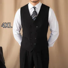 [4XL]メンズ ファッション 服 男性用 オシャレ シンプル 大人 かっこいい 大きいサイズ ストリート 紳士服 スリム ブラック スーツ ベスト パーティー 結婚式 レトロ ノースリーブ チョッキ