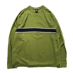 00's USA製 ギャップ GAP チェスト ボーダー ロングスリーブ コットン Tシャツ 長袖 (XXL) 黄緑系 ロンT 無地 00年代 旧タグ オールド Y2K　アメリカ古着 USED  ビンテージ ヴィンテージ