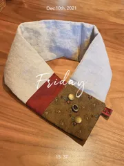 リネンの付け襟　ネックウォーマー(カイロ入れ)