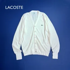 ci60 LACOSTE 80s アメリカ製　U.S.A Vネックカーディガン　刺繍　ロゴ
