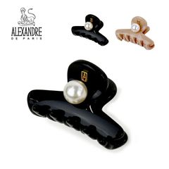 アレクサンドル ドゥ パリ ALEXANDRE DE PARIS Sクリップ ヘアクリップACCS-18449-04 ブランド ブラック 黒 ベージュ パール おしゃれ 可愛い かわいい ヘアアクセサリー 髪留め