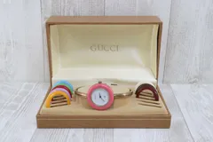 グッチ GUCCI 1100-L バングルウォッチ チェンジベゼル　クォーツ GUCCI】グッチ 1100L チェンジベゼル GP バングルウォッチ【中古