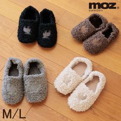 moz ルームシューズ プードル ボア バブーシュ M L 冬 暖かい 洗えるスリッパ