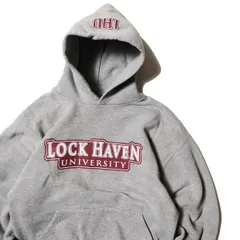 00’s ラッセル カレッジプリント スウェット パーカー (L) 霜降り灰 フード スエット 00年代 メキシコ製 旧タグ オールド Y2K RUSSELL アメリカ古着 USED ビンテージ ヴィンテージ