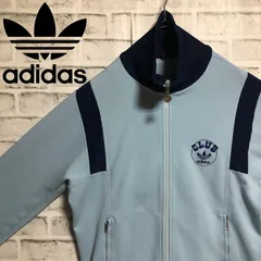 80s⭐️adidas CLUB トラックジャケット/ジャージ S-M 刺繍トレファイル vintage ブルー×ネイビー