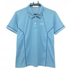 【超美品】スリクソン 半袖ポロシャツ ライトブルー ロゴ白 袖口ライン レディース LL ゴルフウェア SRIXON