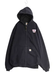 【お得なクーポン配布中!】 USA製 カーハート アクティブ ジャケット メンズ XL 程/ CARHARTT ダック メッシュ ライナー パーカー ブルゾン フルジップ 企業 ネイビー