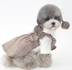 チェックフリルワンピース　犬服