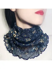 アクセサリー レディース スカーフ レース付き花柄プリント レディーズスヌード インフィニティスカーフ エレガントな女性の首アクセサリー バレンタインデー