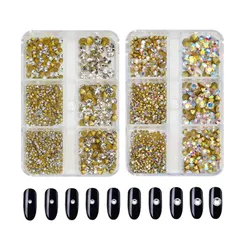 【在庫処分】ラインストーン クリスタル クリア オーロラ vカットストーン ネイル用ストーン 2mm/3mm/4mm ネイルパーツ ジェルネイル デコ素材 デコパーツ レジン 手芸 ハンドメイド 2個セット (2ケース C)のサムネイル