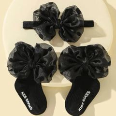 【オシャレ★セット】ベビー靴下&水玉リボンヘアバンドセット　※6〜12ヶ月