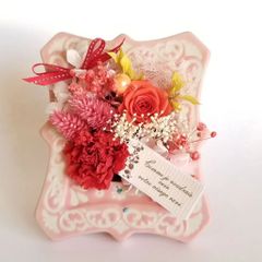 母の日フラワーフレーム陶器(レッド)