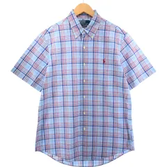 古着 ラルフローレン Ralph Lauren CUSTOM FIT 半袖 ボタンダウン チェックシャツ メンズM相当/eaa560649