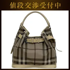 バーバリー ワンショルダー バッグ ベージュ グレー チェック 肩掛け PVC