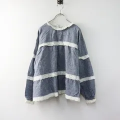 未使用 ゆべし × サマンサモスモス Samansa Mos2 SM2 前後2WAYブラウス F/ブルー レース ピコフリル 長袖【2400014436457】