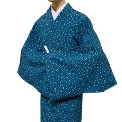 R-1262　着物　小紋　袷　ポリエスエル　裄64センチ　レディース