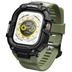 落下防止 耐久性 滑り止め 耐衝撃 TPU/TPE (49mm 一体型 ケース 49mm バンド バンド ウォッチ アーミーグリーン・ブラック) アップル Watch Apple コンパチブル ULTIMAL