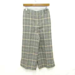 ミッシェルクラン ワイドパンツ ボトムス チェック柄 レディース 38サイズ 白×ベージュ×茶 MICHEL KLEIN 【中古】