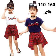 キッズ 子供服 セットアップ 上下セット Tシャツ+ショートパンツ 2点セット 夏 女の子 tシャツ チェック柄 半袖 薄手 ハーフパンツ ショートパンツ ジュニア 半ズボン ボトムス 誕生日 お出かけ KSGA020(2色110-160)