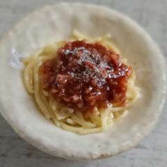 ミニチュアフードマグネット スパゲッティミートソース 益子焼のお皿