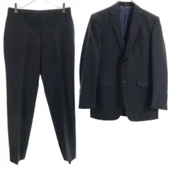 F,Baroni ストライプ柄 ウールブレンド スーツ 上下 セットアップ A4 ブラック系 撥水加工 メンズ 古着 【240311】