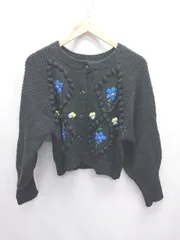 ◇ ⊇ w closet ダブルクローゼット 刺繍 長袖 ニット カーディガン サイズＦ ブラック系 レディース E  【1507100000835】