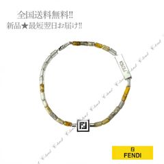 FENDI フェンディ ブレスレット ストーン チェーン プレート FF ロゴ イタリア製 7AJ545 G9W F1G8R ★ SIlVER基調 J638(L)..
