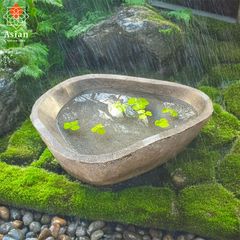 睡蓮鉢 石 大型 おしゃれ 庭 つくばい 手水鉢 蹲 水鉢 メダカ鉢 金魚鉢 水盤 鉢 坪庭 和風 ガーデニング アジアン バリ  (11)