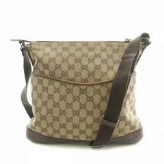 グッチ GUCCI ショルダーバッグ GGキャンバス レザー 切替 ロゴ ベージュ 茶 ブラウン /BB ■MT ■OH ■GY12