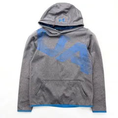 UNDER ARMOUR ☆ キッズ YXL 160相当 デザイン スウェット パーカー グレー ブルー 各種スポーツ◎ トレーニング アンダーアーマー■S1483