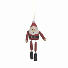 ゆらゆらサンタクロースの木彫りオブジェ 吊り下げ 14.5cm アンティーク調 クリスマスツリー飾り 木製オブジェ 木彫り置物 X'mas クリスマスデコレーション サンタ人形【メール便】700103