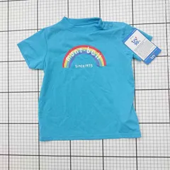 ◇ ⊂ 美品 mont-bell モンベル イラスト入り 半袖 UVカットシャツ サイズ90 ライトブルー系 キッズ 子供服 E  【1509190036428】