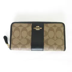 良品 COACH コーチ シグネチャー アコーディオン ジップ ロングウォレット 長財布 F54630 ブラウン×ブラック レディース 古着 中古 USED