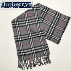 ■美品■Burberrys バーバリー　マフラー　ラムウール100%  グレーノバチェック総柄　英国製